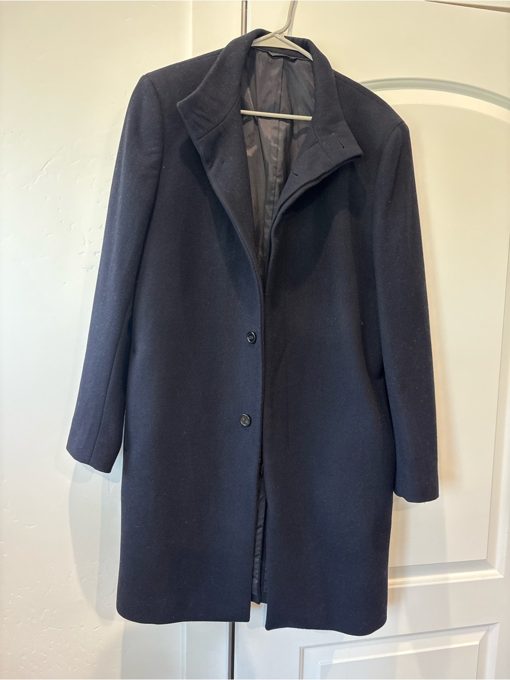 Men's Navy Wool Pea Coat – Classic Single-Breasted Overcoat